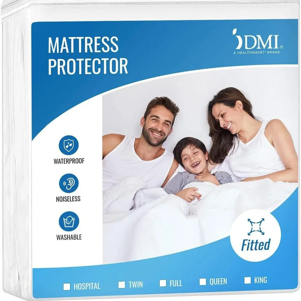 NEW (QUEEN) DMI Waterproof Mattress Protector 100% Vinyl Fitted Sheet (1155)
